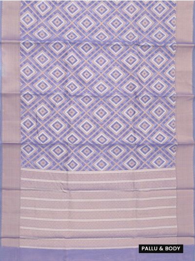 Gracecharm Fancy Super Net Concentric Diamond Lattice with Herringbone Stripe Pallu Saree