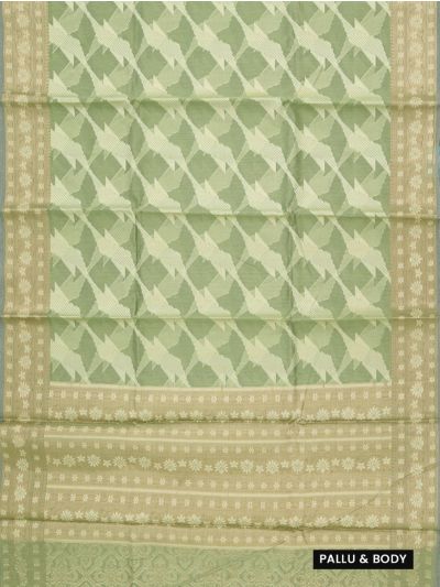 Gracecharm Fancy Super Net Interlocking Ribbon Lattice with Floral Stripe Pallu Saree