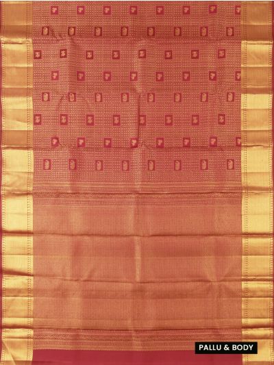 Vivaha Kanchipuram Pure Silk Elephant Yali Grid with Chevron Pallu Saree