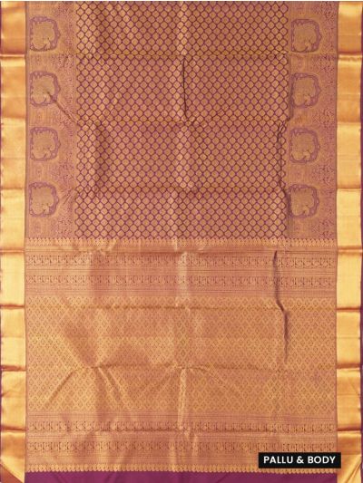 Vivaha Kanchipuram Pure Silk Floral Butta with Diamond Lattice Pallu Saree