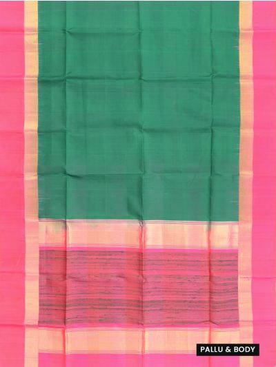 Gracecharm Pure Soft Silk Plain with Striped Pallu Saree