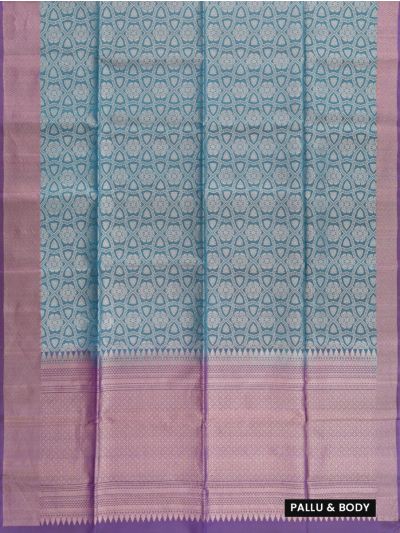 Gracecharm Pure Soft Silk Geometric Floral Jaal with Diamond Lattice Pallu Saree
