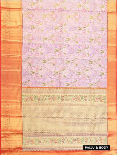 Vivaha Kanchipuram Pure Silk Floral Vine Jaal with Floral Lattice Pallu Saree