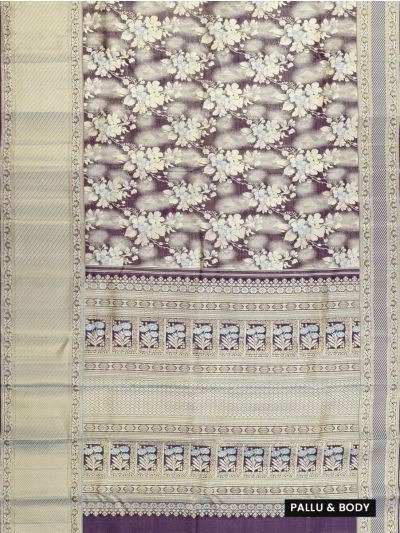Vivaha Kanchipuram Tissue Silk Floral Jaal with Floral Panel Pallu Saree