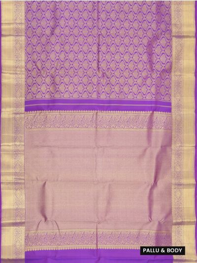 Vivaha Kanchipuram Pure Silk Floral Medallion Trellis Jaal with Zari Brocade Pallu Saree