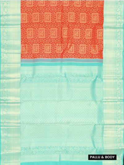 Vivaha Kanchipuram Pure Silk Floral Medallion Square Jaal with Diamond Lattice Pallu Saree