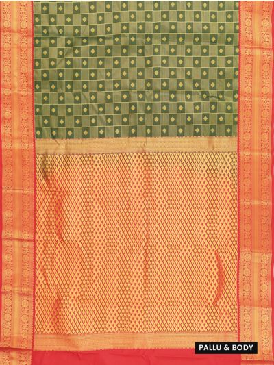 Gracecharm Gift Art Silk Check Butta with Contrast Border Saree