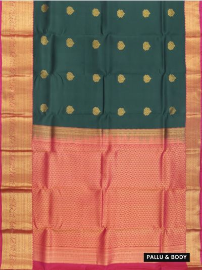 Gracecharm Silk Floral Butta with Geometric Lozenge Brocade Pallu Saree
