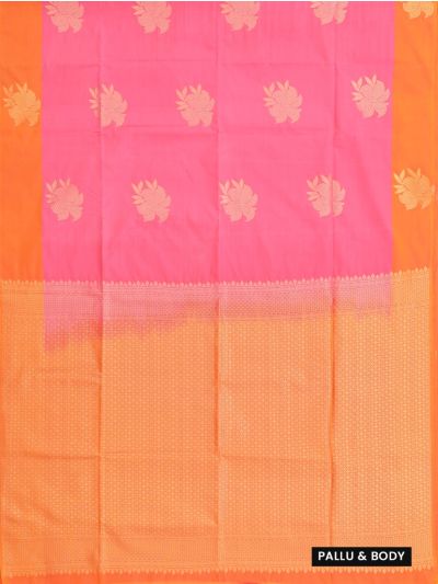 Gracecharm Art Soft Silk Floral Butta with Diamond Trellis Brocade Pallu Saree