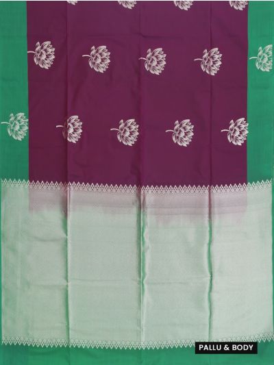 Gracecharm Art Soft Silk Lotus Butta with Diagonal Brocade Pallu Saree