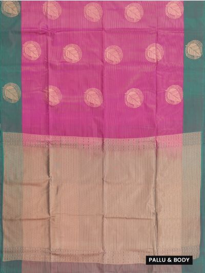 Gracecharm Art Soft Silk Circular Leaf Butta with Herringbone Brocade Pallu Saree