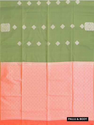 Gracecharm Art Soft Silk Diamond Butta with Geometric Floral Brocade Pallu Saree