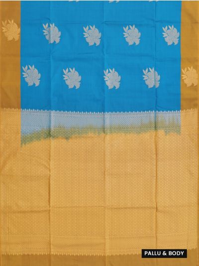 Gracecharm Art Soft Silk Floral Butta with Geometric Brocade Pallu Saree  