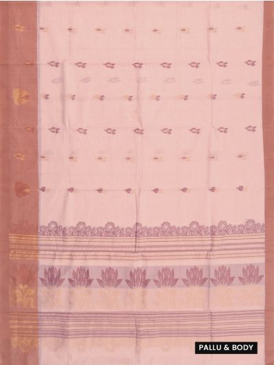 Kanmanie Silk Cotton Lotus Bud Butta with 3 Inch Asthiri Border Saree