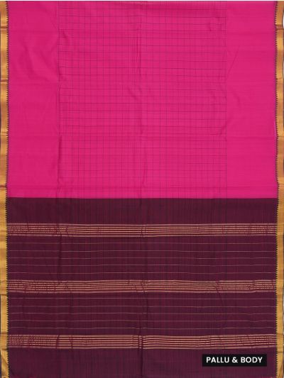 Gracecharm Elegant Chirala Cotton Magenta  Checked Design with Border Saree