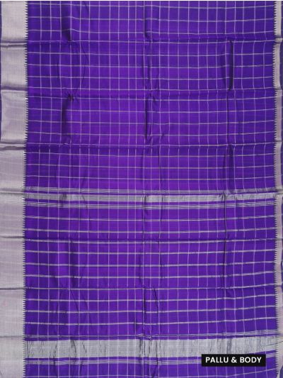 Gracecharm Elegant Chirala Cotton Violet Checked Design with Border Saree