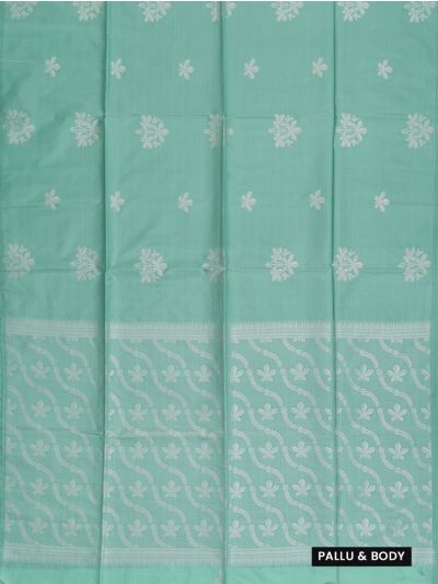 Kanmanie Softy Silk Mint Green Floral Butta with Pallu Saree