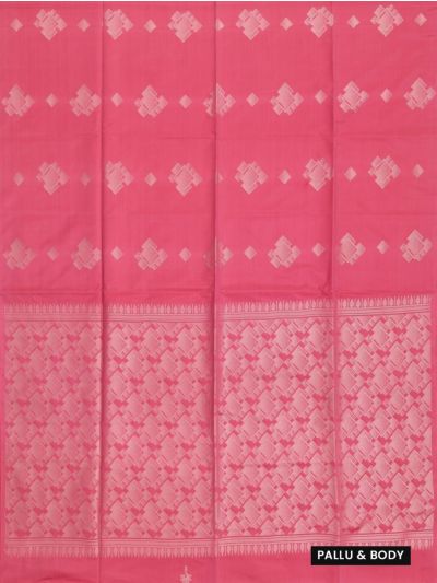 Kanmanie Softy Silk Geometric Square Butta with Interlocking Pallu Saree