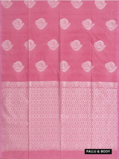 Gracecharm Art Soft Silk Salmon pink Floral Butta with Diagonal Geometric Pallu wow Saree