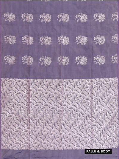 Gracecharm Art Soft Silk Muted Lavender Floral Butta with Diagonal Geometric Pallu wow Saree