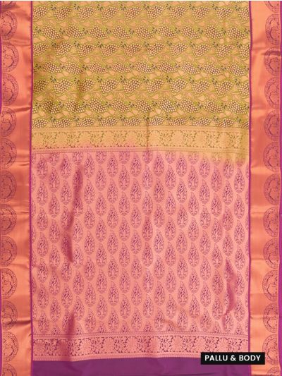 Gracecharm Olive Green Gift Art Silk Floral Jacquard with Geometric Pallu Saree