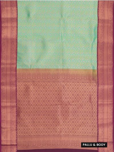 Gracecharm Aqua Marine Gift Art Silk Floral Jacquard with Geometric Pallu Saree