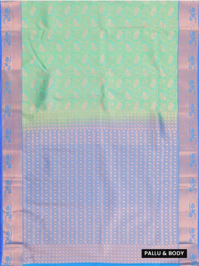 Gracecharm Aquamarine Gift Art Silk Floral Jacquard with Geometric Pallu Saree