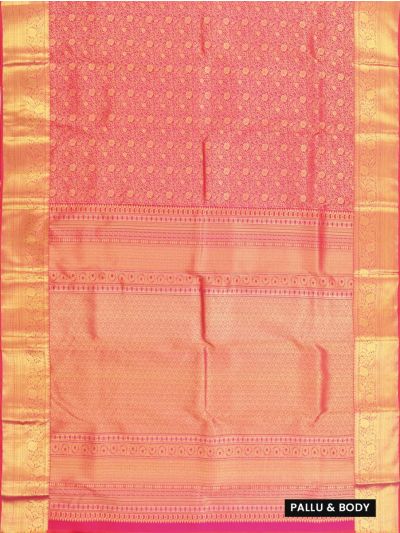 Gracecharm Silk jacquard magenta Round Floral Medallion Butta with Diamond Brocade Pallu Saree