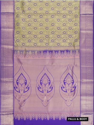 Gracecharm Elegant floral creepers Butta Design with Contrast Zari Border Silk Saree