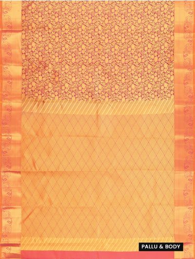 Gracecharm Elegant Silk Jacquard weave floral vines and leaf motifs with Contrast Zari Border saree