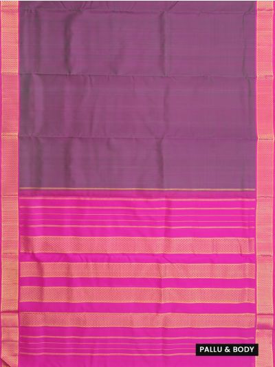 Traditional Arani plum purple Pure Silk Nine Yards Plain with Gold Zari weave Border Saree