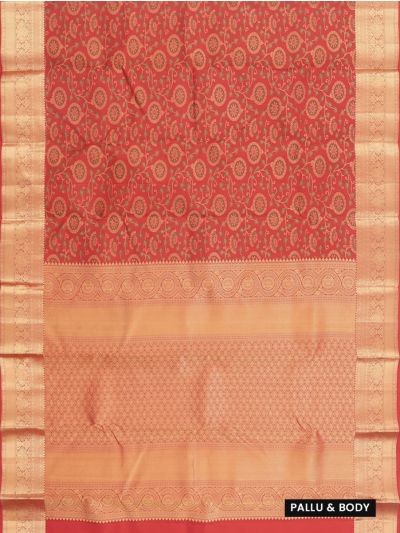 Gracecharm Pure Silk Traditional interlocking Floral Jaal Paisley and Diamond patterns with Getti Zari Border saree