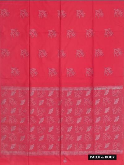 Kanmanie Softy Silk Leaf Butta with Floral Leaf Brocade Pallu Saree