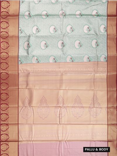 Gracecharm Gift Art Silk Floral Pot Butta Paisley Jaal with Paisley Zari Pallu Saree