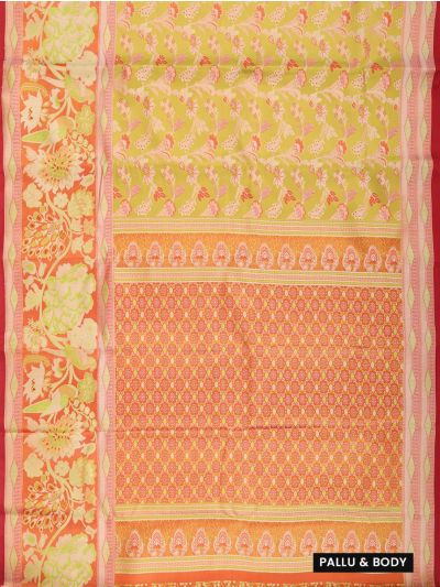Gracecharm Gift Art Silk Floral Jaal with Floral Trellis Pallu Saree