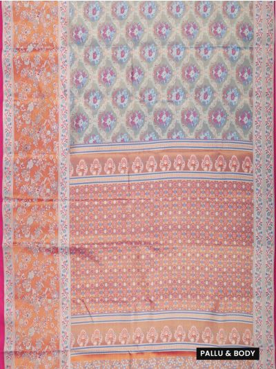 Gracecharm Gift Art Silk Floral Medallion Jaal with Geometric Floral Pallu Saree