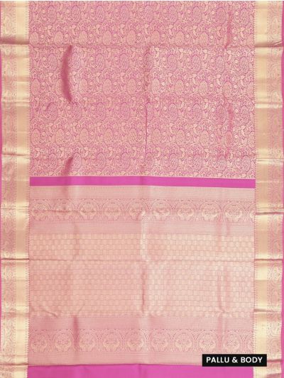 Gracecharm Silk Jacquard dense floral and creeper jaal weave using metallic gold threads with geometric linework Zari borde Saree