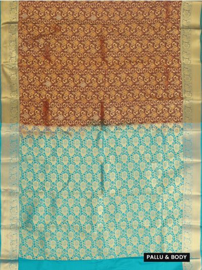 Gracecharm Gift Art Silk Floral Bud Vine Jaal Contrast Floral Pallu Zari Border Saree