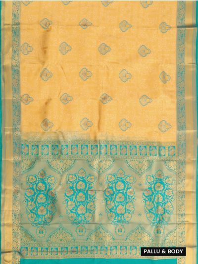 Gracecharm Gift Art Silk Floral Butta Bouquet Pallu Zari Border Saree