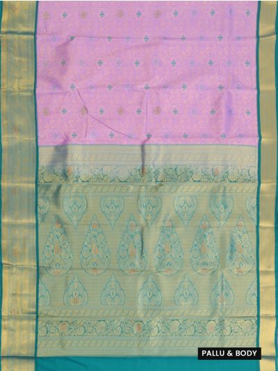 Gracecharm Gift Art Silk Floral Vine Jaal with Medallion Pallu Zari Border Saree