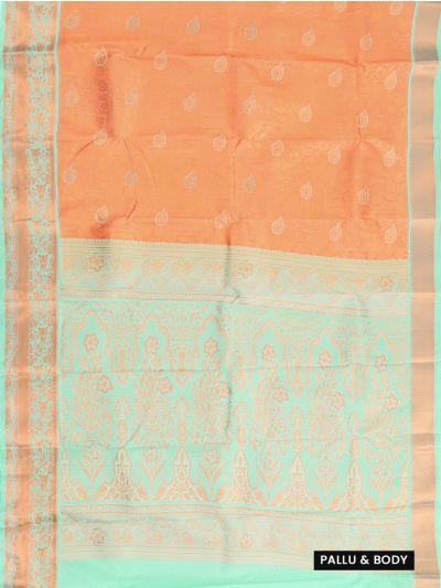 Gracecharm Gift Art Silk Floral Leaf Butta with Floral Arch Pallu Zari Border Saree