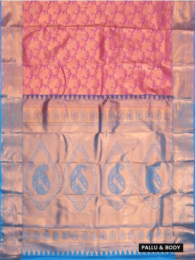 Gracecharm Gulabi Pink Gift Art Silk Floral Jacquard Fine Stones With Zari Woven Border Saree