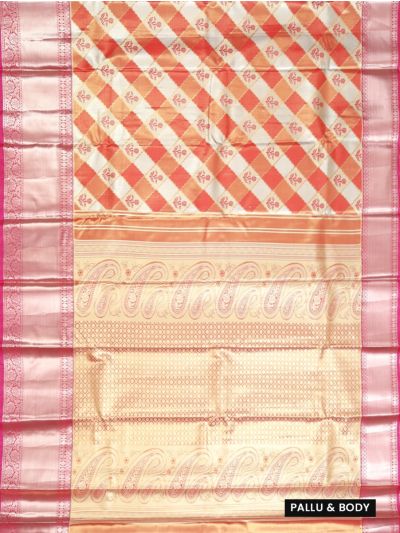 Gracecharm Tissue Soft Silk Squares Floral Motifs Zari Border Saree