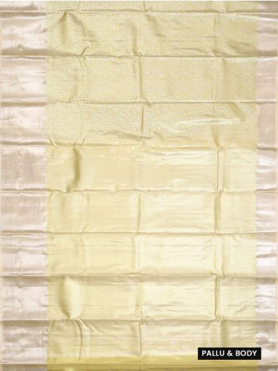 Gracecharm Cream Gold Tissue Soft Silk Floral Jaal Motif with Zari Border Saree