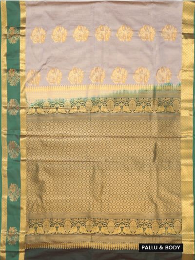Gracecharm Mauve Grey Art Soft Silk Dotted Stripe with Diamond Zari Pallu Saree 