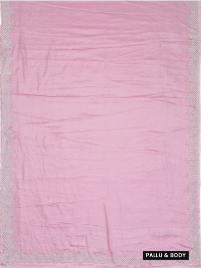 BlossomEase George Elegant Classic Blush Pink Stone Work with Fancy Border Saree