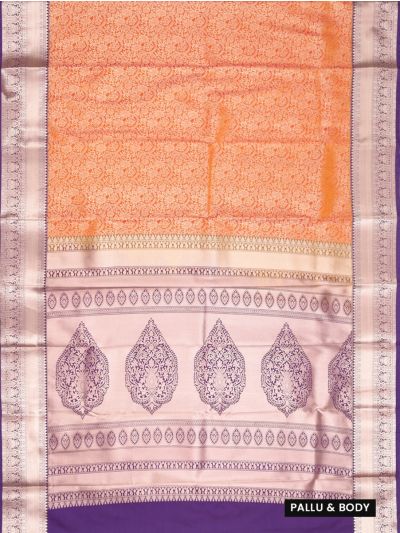 Gracecharm Bright Orange Gift Art Silk Daisy Floral Vine Jaal Teardrop Butta Pallu Saree 