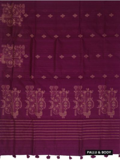 Gracecharm Semi Raw Silk Floral Buttas Panel Featuring Bird And Tree Motifs Saree
