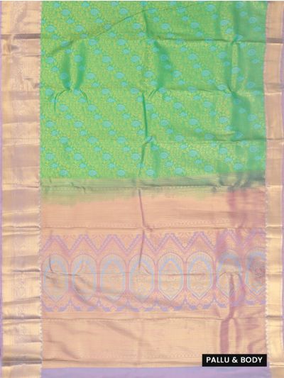 Gracecharm Gift Art Silk Floral Butta Checks Mint Green with Zari Pallu Border Saree