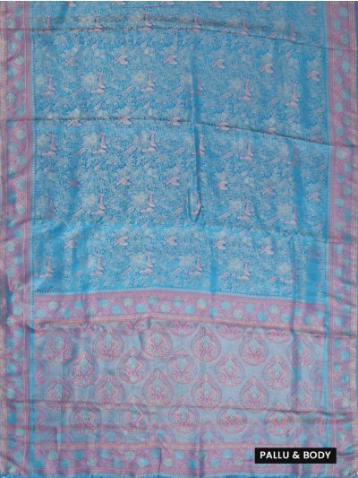 BlossomEase Semi Banarasi Traditional Bird And Floral Motifs Saree